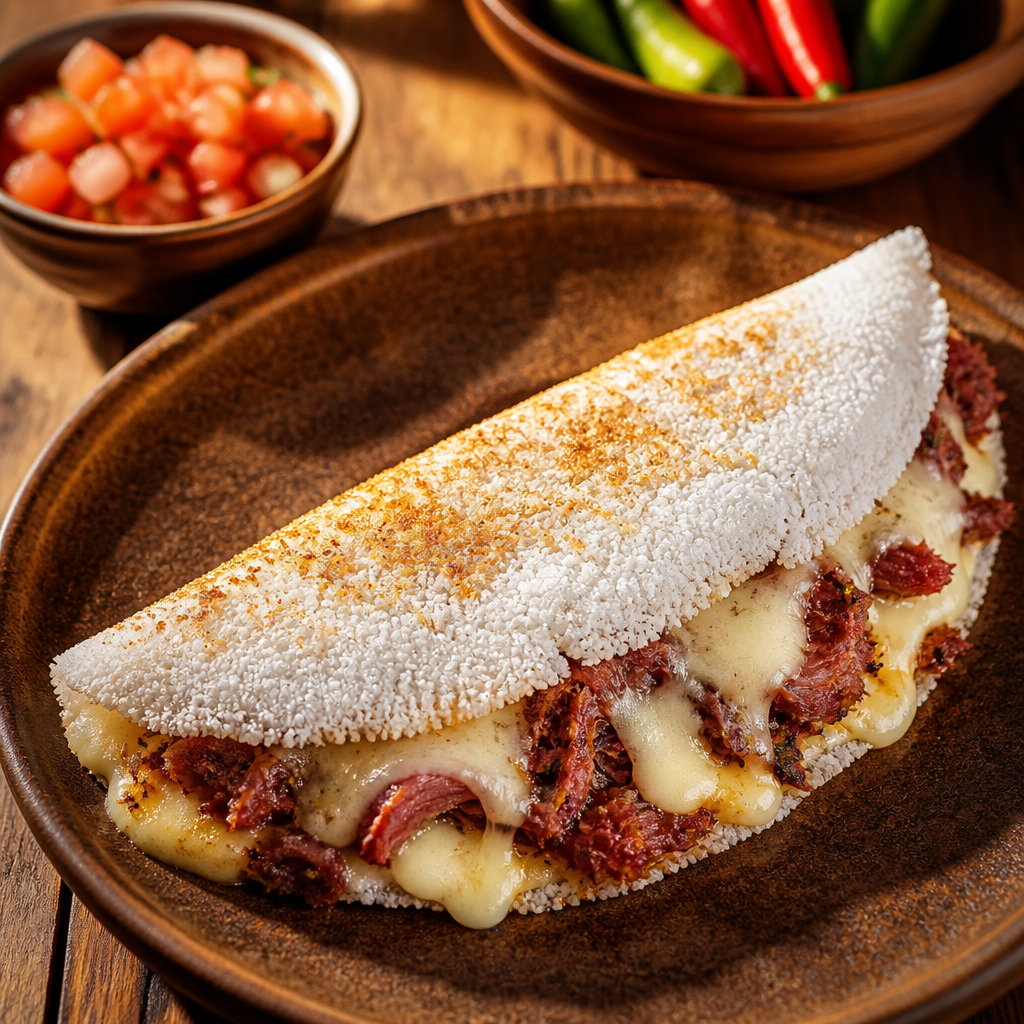 Tapioca Recheada com Carne de Sol